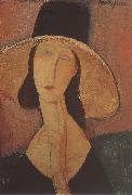 Amedeo Modigliani Portrait of Jeanne hebuterne iwth large hat oil painting picture wholesale